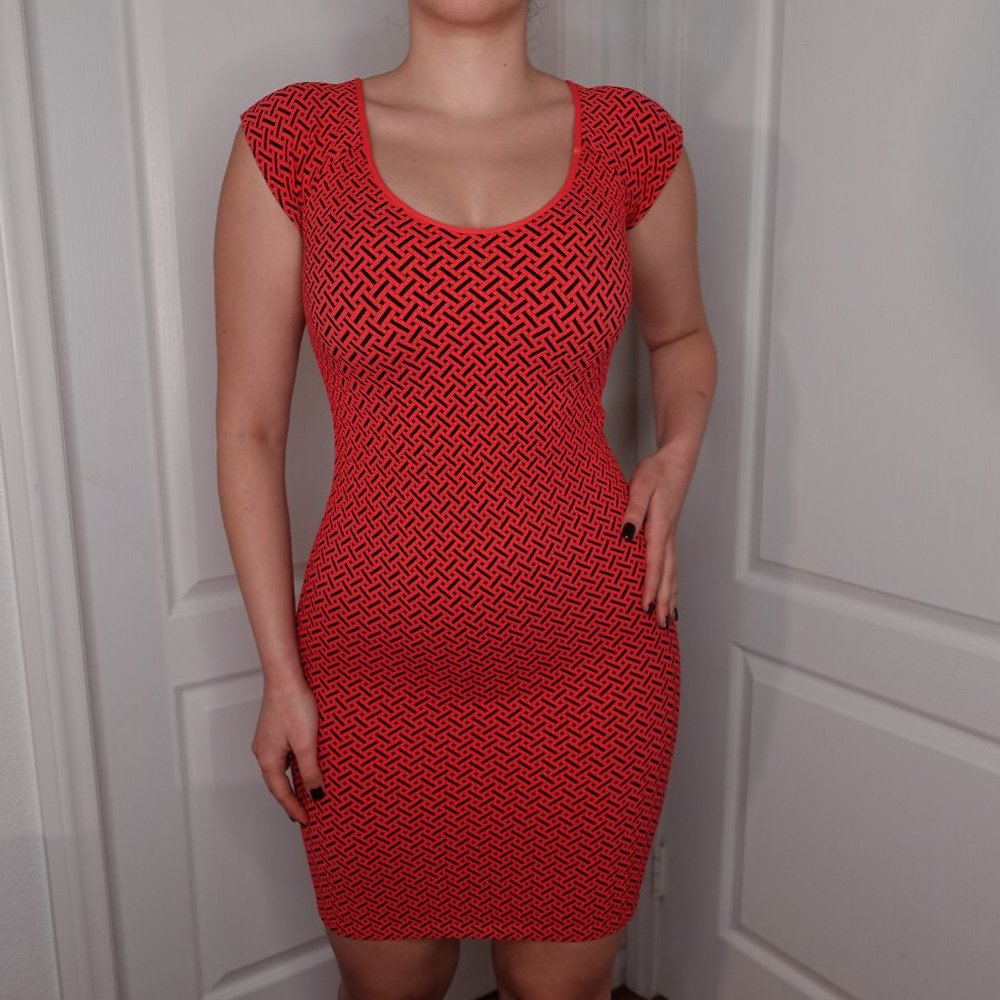 bebe Red and Black Mini Dress